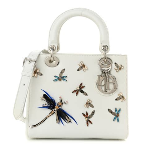 christian dior smooth calfskin embroidered medium lady dior white multicolor|Medium Lady Dior Bag Black and White Calfskin with Ramage .